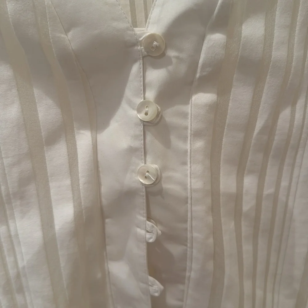 RAYURE French cuff Vintage Elegant White Blouse. Size F40. (S) Made in France. - Picture 5 of 8